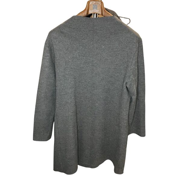 Eileen Fisher Gray 100% Wool Open Front Coat Size L - Picture 3 of 7